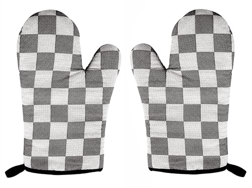 TOPFHANDSCHUHE 1 Paar Karo Grillhandschuh Küchenhandschuh Ofenhandschuh 3-Varianten 62 (Schwarz) von ECO