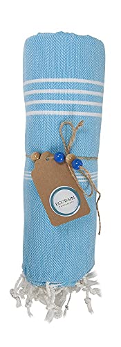 ECOBAIN Classic Towel 100 x 180 cm Handtuch Dusch-, Sauna- und Badetuch Wickeltuch Hamam (Turquoise) von ECOBAIN