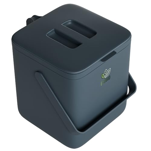 EcoBio Biomülleimer Küche - 7L Komposteimer Küche mit Deckel & Griff – Geruchsdicht & Spülmaschinenfest – Biotonne mit Sieb – Bio Mülleimer für Abfälle – Komposter Küche (Anthrazit) von ECOBIO