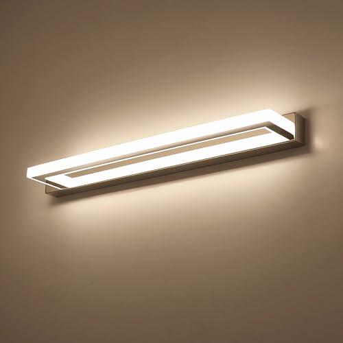 ECOBRT LED Spiegelleuchte Bad 9W moderne Acryl Wand Licht Chrom Finish Eitelkeit Beleuchtung Leuchten Indoor 4000K 220v 42cm lang von ECOBRT