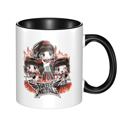 ECOBU Babymetal-Japanese kawaii metal band Kaffeetasse aus Keramik für Zuhause Schule Büro Einweihungsgeschenk Schwarz von ECOBU