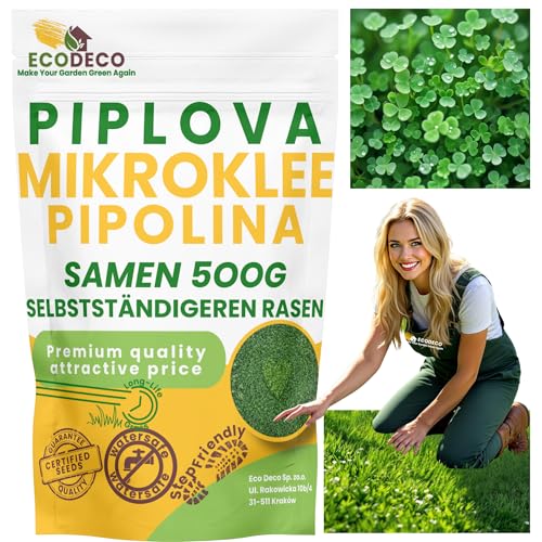 ECODECO Mikroklee Samen 500g - Weiß Klee Samen - Clover Rasen Samen - Zwergklee für Gleichmäßiges und Grüner Gras - Microclover für Grassamen Saatgut - 400 m²mit Gras oder 200 m² Allein von ECODECO