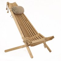 Ecofurn - EcoChair Skandinavischer Gartenstuhl Holz Birke Hellbraun mit Nackenkissen von ECOFURN