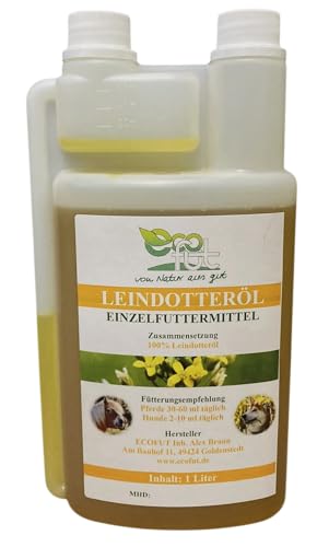 Leindotteröl für Pferde, 100% kaltgepresst, reich an Omega-3 & Vitamin E, natürliche Energiequelle für gesunde Haut & glänzendes Fell von Ecofut