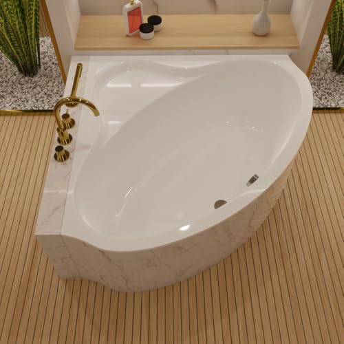 ECOLAM® Badewanne Eckwanne Eckbadewanne Acrylwanne BALA 130 x 130 cm symmetrisch Acryl Sanitäracryl weiß | Inklusive Ablaufgarnitur Ab- und Überlauf Automatik Füße Silikon Qualitätswanne von ECOLAM