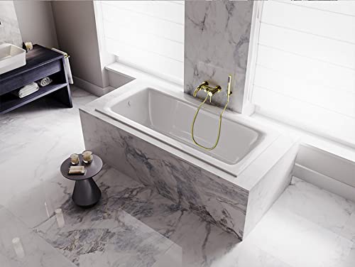 ECOLAM® Badewanne Wanne Rechteck Talia Design Acryl weiß 160x75 cm + Ablaufgarnitur Ab- und Überlauf Automatik Füße Silikon Komplett-Set Wanne von ECOLAM