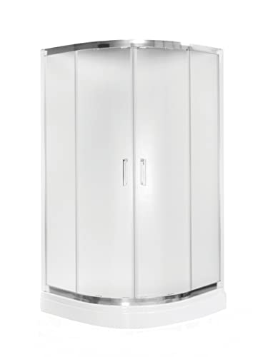 ECOLAM® Duschkabine Modern 80 x 80 x 185 cm R55 Viertelkreis Strukturglas Duschabtrennung Dusche Schiebetüren strukturiert pflegeleicht von ECOLAM
