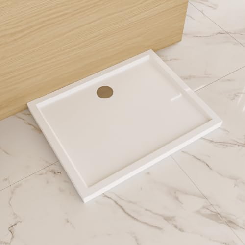 ECOLAM® Duschwanne Duschtasse flach Goliat Polimat Rechteck 110 x 90 x 5,5 cm, 3 cm Acryl weiß + Siphon + Silikon von ECOLAM