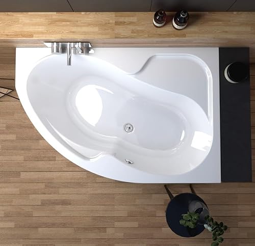 ECOLAM® Eckbadewanne WELA 170x100 cm RECHTS | Qualitätswanne Badewanne Acrylwanne Acryl Sanitäracryl + Ablaufgarnitur Ab- und Überlauf Automatik Füße Silikon | rutschfest pflegeleicht von ECOLAM
