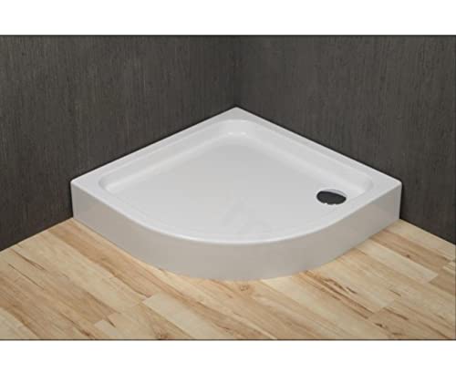 ECOLAM® stabile Duschwanne Duschtasse Grando Plus Viertelkreis 90x90 x 17 cm Tiefe 7 cm R55 Acryl weiß Styroporunterseite + Siphon von ECOLAM