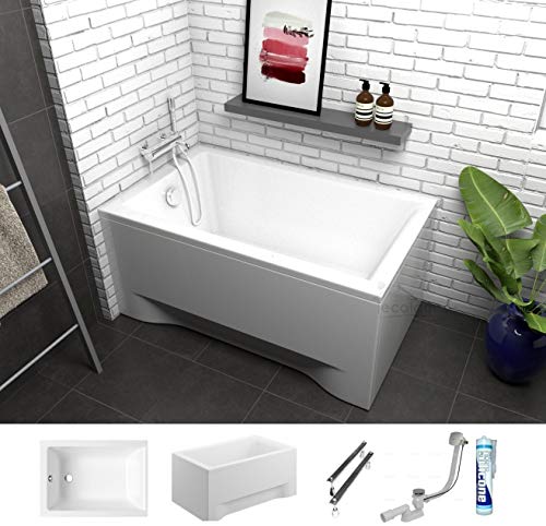 ECOLAM Badewanne Capri Polimat Mini kleine Wanne Rechteck Acryl weiß 100x70 cm + Schürze Ablaufgarnitur Ab- und Überlauf Automatik Füße Silikon Komplett-Set ECOLAM Badewanne Capri Polimat Mini kleine Wanne Rechteck Acryl weiß 100x70 cm + Schürze Ablaufgarnitur Ab- und Überlauf Automatik Füße Silikon Komplett-Set von ECOLAM
