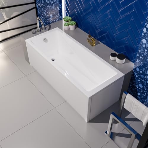 ECOLAM Badewanne Wave 130x70 cm + Schürze | kleine Wanne Rechteck Top QUALITÄT Acrylwanne I Ablaufgarnitur Füße Silikon Komplett-Set raumsparend von ECOLAM