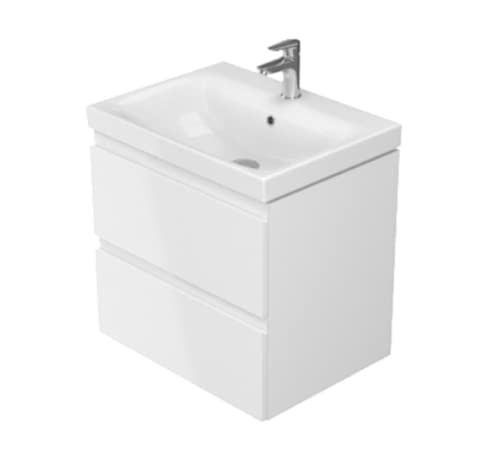 ECOLAM Badmöbel Waschtisch Waschbecken 50 cm + Schrank Moduo Waschbecken mit Unterschrank 2 Schubladen weiß, Soft Close, modernes Design von ECOLAM