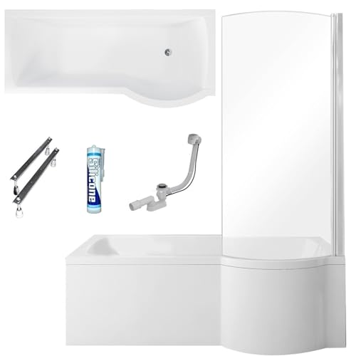ECOLAM Duschbadewanne Inspiro 150x70 cm + Schürze RECHTS I Set Badewanne + Badewannenabtrennung I Duschwand Eckbadewanne Ablaufgarnitur Füße Silikon Acryl weiß ECOLAM Duschbadewanne Inspiro 150x70 cm + Schürze RECHTS I Set Badewanne + Badewannenabtrennung I Duschwand Eckbadewanne Ablaufgarnitur Füße Silikon Acryl weiß von ECOLAM