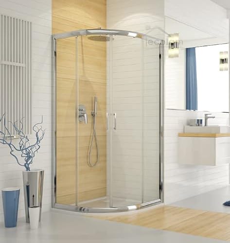 ECOLAM® Duschkabine Dusche Viertelkreis Klarglas 100 x 100 x 190 cm Schiebetür R=55 KP4 transparent Silikon ECOLAM® Duschkabine Dusche Viertelkreis Klarglas 100 x 100 x 190 cm Schiebetür R=55 KP4 transparent Silikon von ECOLAM