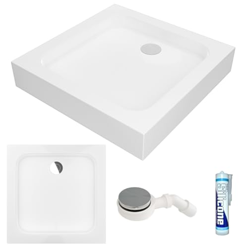 ECOLAM Duschwanne Duschtasse TIM 80x80 x 15 cm Tiefe 5 cm Viereck Quadrat Brausewanne + Siphon + Silikon weiß Acryl Schürze an 4 Seiten ECOLAM Duschwanne Duschtasse TIM 80x80 x 15 cm Tiefe 5 cm Viereck Quadrat Brausewanne + Siphon + Silikon weiß Acryl Schürze an 4 Seiten von ECOLAM