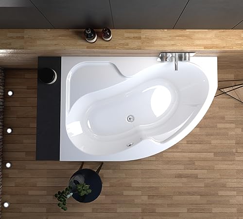 ECOLAM Eckbadewanne Badewanne Acrylwanne WELA + Ablaufgarnitur Füße Silikon (160x100 cm Links ohne Verkleidung) von ECOLAM