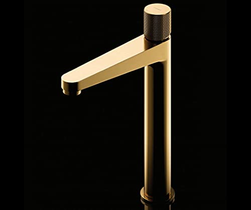 ECOLAM hohe Waschtischarmatur Wasserhahn Armatur Badarmatur Y Gold golden gebürstet CONTOUR hoch Modern Design von ECOLAM