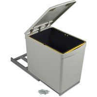 RecyclingRecyclingbehälter für Bodenbefestigung und manuellen Auszug in der Küchenzeile 1 x16 Liter und Automatikdeckel, Kunststoff, Grau - Grau von EMUCA