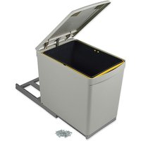 RecyclingRecyclingbehälter für Bodenbefestigung und manuellen Auszug in der Küchenzeile 1 x16 Liter und Automatikdeckel, Kunststoff, Grau - Emuca von EMUCA