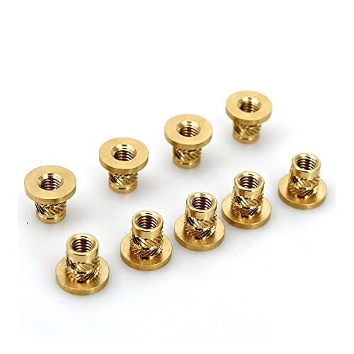 M2 M2,5 M3 M3,5 M4 M5 M6 M8 Messing-Hot-Melt-Einsatz, gerändelter Flansch, Kupfermutter, Gewinde, Heißformen, Einbetten, T-Typ-Mutter (Größe: M3 x 4,8 x OD 4,6, 20 Stück) von ECOLFE