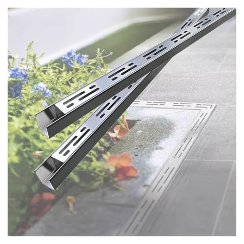 Rinnenablauf, 2-teiliger Edelstahl-Grabenablauf, Metallgitter-Grabenablauf-Kits, for die Entwässerung von Hof, Untergrund/Terrasse/Deck/Hof/Garage/Einfahrt/Außen/Innen(W50*H30mm) von ECOLFE