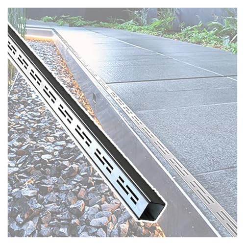 Rinnenablauf, Edelstahl-Deck-Abflussrinne, Gartenoberflächen-Wasserabfluss, Edelstahl-Grabenablauf for den Außenbereich, Gehweg-Grabenablauf-Set(W50*H30mm) von ECOLFE