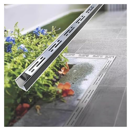Rinnenablauf, Kleines Abflusssystem-Set aus Edelstahl for Balkone, Entwässerungslösung for Innenhöfe, U-förmiger Grabenentwässerungskanal, leicht zu reinigendes Metall-Grabengitter(W70*H50mm) von ECOLFE