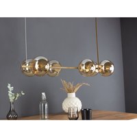 Pendelleuchte pluto 6 flammig Messing & Amberglas, 80cm breit, 120cm lang von LUCE DESIGN