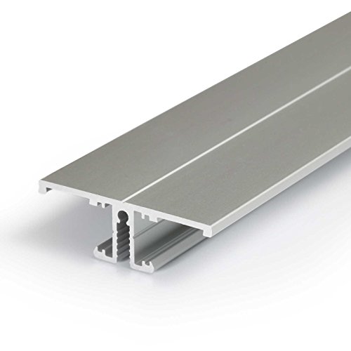 2m Aluprofil BACK (BA) eloxiert | Aluminium Profil-Leiste für LED Streifen | Set inkl. milchig-weißer Abdeckung, Montageklammern und Endkappen von Alupona