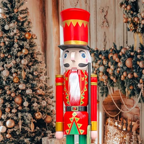 CDL L/4füße/120cm/4ft/4fuß/120 cm Riesen Nussknacker Soldat Rot Schaufenster/Haus Nußknacker Dekoration K05 von ECOM-CDL