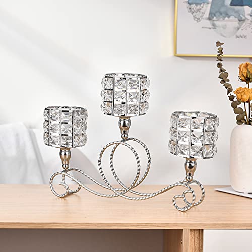 ECOM KING Kerzenständer Silber Kristall kerzenhalter Retro 3 Teiliger Röhrenkerzenhalter Moderner Kerzenhalter für Weihnachten Halloween Hochzeit Abendessen Dekoration, Geschenk-Box-Paket von ECOM KING