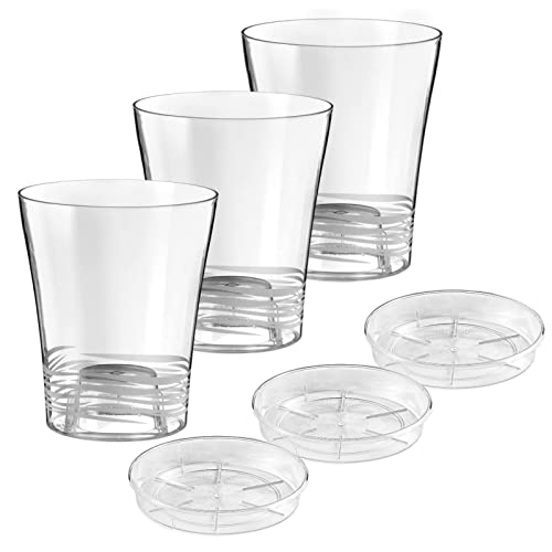 Blumentopf für Orchideen aus transparentem Kunststoff inklusive Unterteller (3, 14 cm) von ECOMACETAS FLOWERPOT STORE