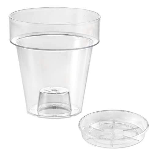 ECOMACETAS FLOWERPOT STORE Blumentopf für Orchideen aus transparentem Kunststoff mit eingeschlossenem Unterteller. Mit Innenstufe und perforierter Basis.(1, 14 cm) von ECOMACETAS FLOWERPOT STORE