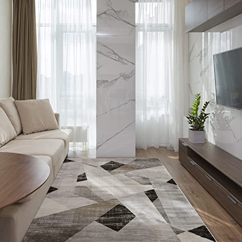ECOMMERC3 Babek - Teppich Wohnzimmer Kurzflor mit Velvet Touch Grau 133 x 195 cm | Hochdichter Reinigungsfreundlicher Wohnzimmerteppich aus Baumwolle und Soft Polyester von ECOMMERC3