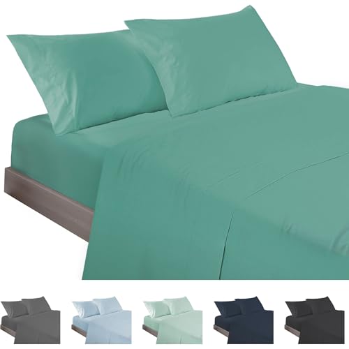 ECOMMERC3 3-teiliges Bettwäsche-Set für Betten mit 105 cm Breite, Bettwäsche mit Spannbettlaken, Bettbezug und 1 Kissenbezug, Aquamarin, extra weich und leicht ECOMMERC3 3-teiliges Bettwäsche-Set für Betten mit 105 cm Breite, Bettwäsche mit Spannbettlaken, Bettbezug und 1 Kissenbezug, Aquamarin, extra weich und leicht von ECOMMERC3