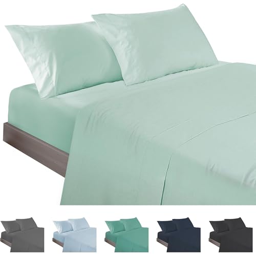 ECOMMERC3 | 4-teiliges Bettwäsche-Set für Betten mit 180 cm Breite, Bettwäsche mit Spannbettlaken, Bettbezug und 2 Kissenbezügen 45 x 100 cm, Grün ECOMMERC3 | 4-teiliges Bettwäsche-Set für Betten mit 180 cm Breite, Bettwäsche mit Spannbettlaken, Bettbezug und 2 Kissenbezügen 45 x 100 cm, Grün von ECOMMERC3