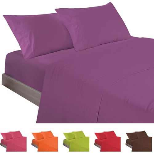 ECOMMERC3 Bettwäsche-Set, 4-teilig, für Betten mit 200 cm, Bettwäsche mit Spannbettlaken, Bettbezug und 2 Kissenbezügen, 45 x 110 cm, Lila ECOMMERC3 Bettwäsche-Set, 4-teilig, für Betten mit 200 cm, Bettwäsche mit Spannbettlaken, Bettbezug und 2 Kissenbezügen, 45 x 110 cm, Lila von ECOMMERC3