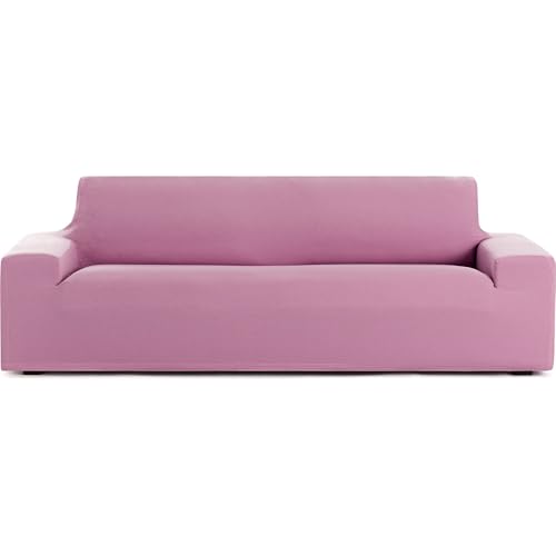 ECOMMERC3 Bi-elastischer Sofabezug, atmungsaktiv, Größe 3-Sitzer, passgenau, rutschfest, Farbe: Rosa, einfach anzubringen und zu entfernen, inklusive Schaumstoffpolstern von ECOMMERC3