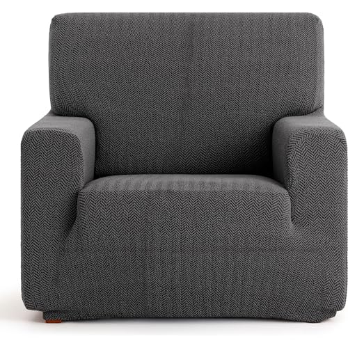 ECOMMERC3 Bi-elastischer Sofabezug für 1-Sitzer, sehr elastisch, dunkelgrau, atmungsaktiv und einfach anzubringen, mit zusätzlicher Passform und Schaumstoff-Befestigung von ECOMMERC3
