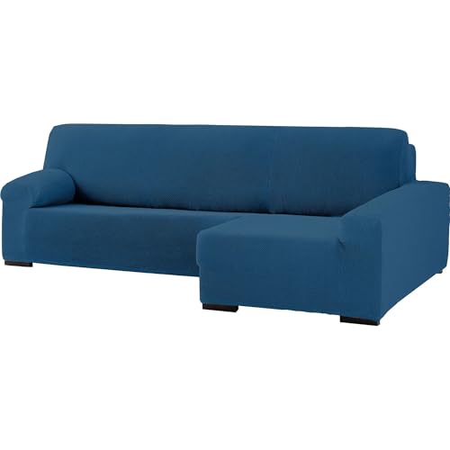 ECOMMERC3 Bi-elastischer Sofabezug für Chaiselongue-Sofa, mit langem Arm rechts, Blau, anpassbar an alle Modelle – Sofabezug mit Schaumstoff-Unterstützung von ECOMMERC3