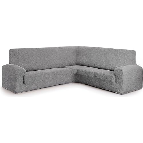 ECOMMERC3 Ecksofabezug, 3+2, sehr elastisch, täglicher Schutz und Passform für Sofas, dunkelgrau, bi-elastisch, atmungsaktiv von ECOMMERC3
