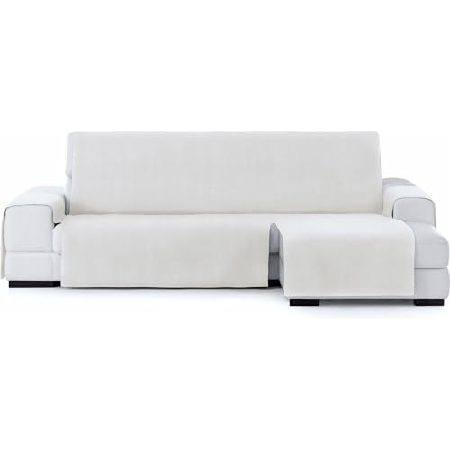 ECOMMERC3 Elastischer Sofabezug für Chaiselongue, normal rechts, weiß, mit verstellbaren Gummibändern, kompatibel mit Ecksofas Links oder rechts von ECOMMERC3