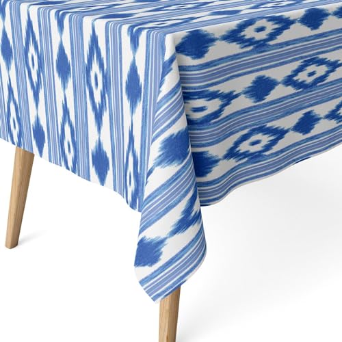 ECOMMERC3 Fleckabweisende Tischdecke für rechteckigen Tisch, Größe 100 x 140 cm, schmutzabweisende Tischdecke, extra weich und wasserdicht, Blau von ECOMMERC3