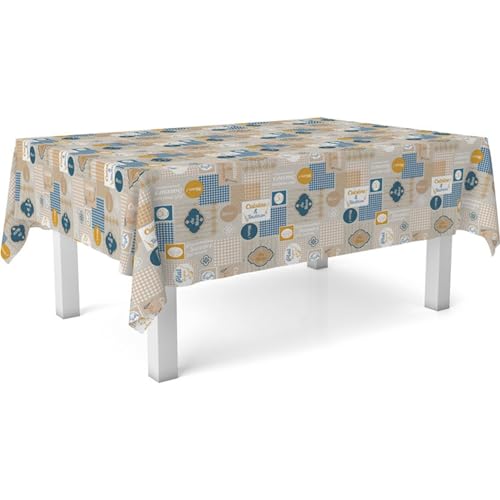 ECOMMERC3 Fleckabweisende Tischdecke für rechteckigen Tisch, Größe 100x140 cm | Schmutzabweisende Tischdecke, extra weich und wasserdicht, Cuisine BLAU von ECOMMERC3