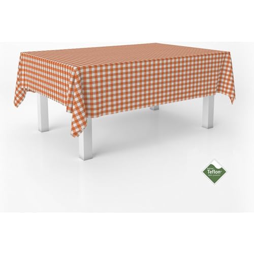 ECOMMERC3 Fleckabweisende Tischdecke für rechteckigen Tisch, Größe 100x140 cm | Schmutzabweisende Tischdecke, extra weich und wasserdicht, Orange von ECOMMERC3