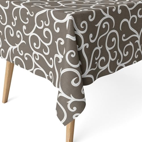 ECOMMERC3 Fleckabweisende Tischdecke für rechteckigen Tisch, Größe 140 x 140 cm, schmutzabweisende Tischdecke, extra weich und wasserdicht, Farbe Leinen, Leinfarben von ECOMMERC3