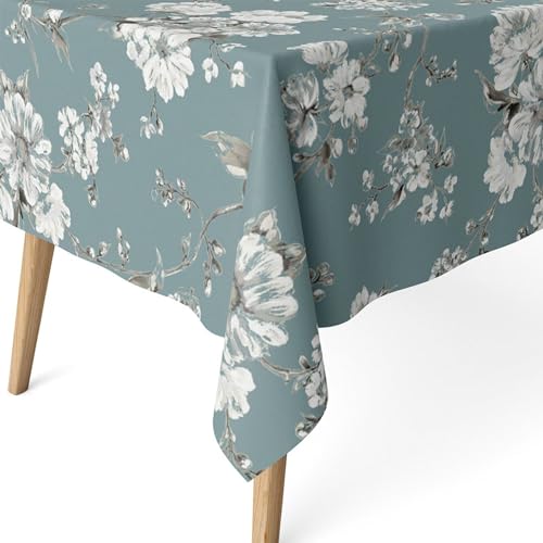 ECOMMERC3 Fleckabweisende Tischdecke für rechteckigen Tisch, Größe 140x140 cm | Schmutzabweisende Tischdecke, extra weich und wasserdicht, Daniela TÜRKIS von ECOMMERC3