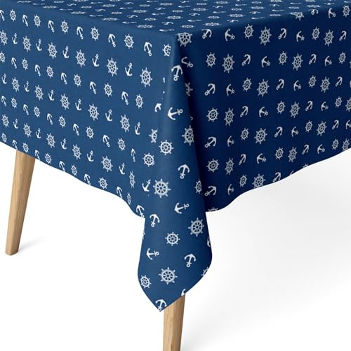 ECOMMERC3 Fleckabweisende Tischdecke für rechteckigen Tisch, Größe 200 x 140 cm, schmutzabweisende Tischdecke, extra weich und wasserdicht, Blau von ECOMMERC3