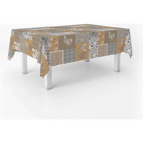 ECOMMERC3 Fleckabweisende Tischdecke für rechteckigen Tisch, Größe 200x140 cm | Schmutzabweisende Tischdecke, extra weich und wasserdicht, Patch BEIGE von ECOMMERC3